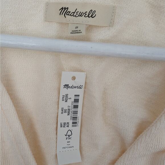 NWT Madewell Deep-V Button Front Crop Top Women's Small Babydoll NG595 - Picture 3 of 6